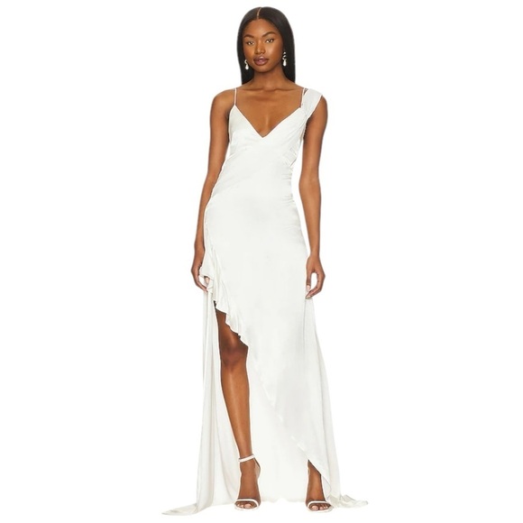 For Love & Lemons White Satin James Maxi Dress Women’s US S - Picture 9 of 9